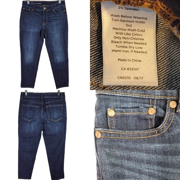 Talbots Flawless Jeans Size 4P Petite Blue Dark Wash Girlfriend Stretch Mid Rise - Picture 1 of 11
